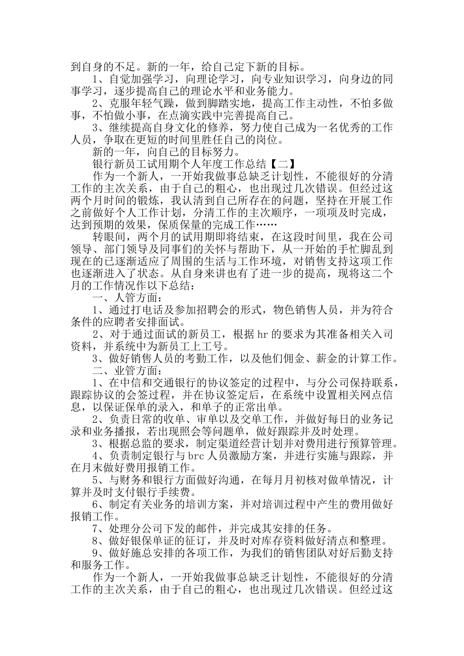 银行新员工试用期个人工作总结2024_第2页