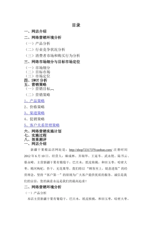 新疆干果精品店网络营销策划  电子商务专业