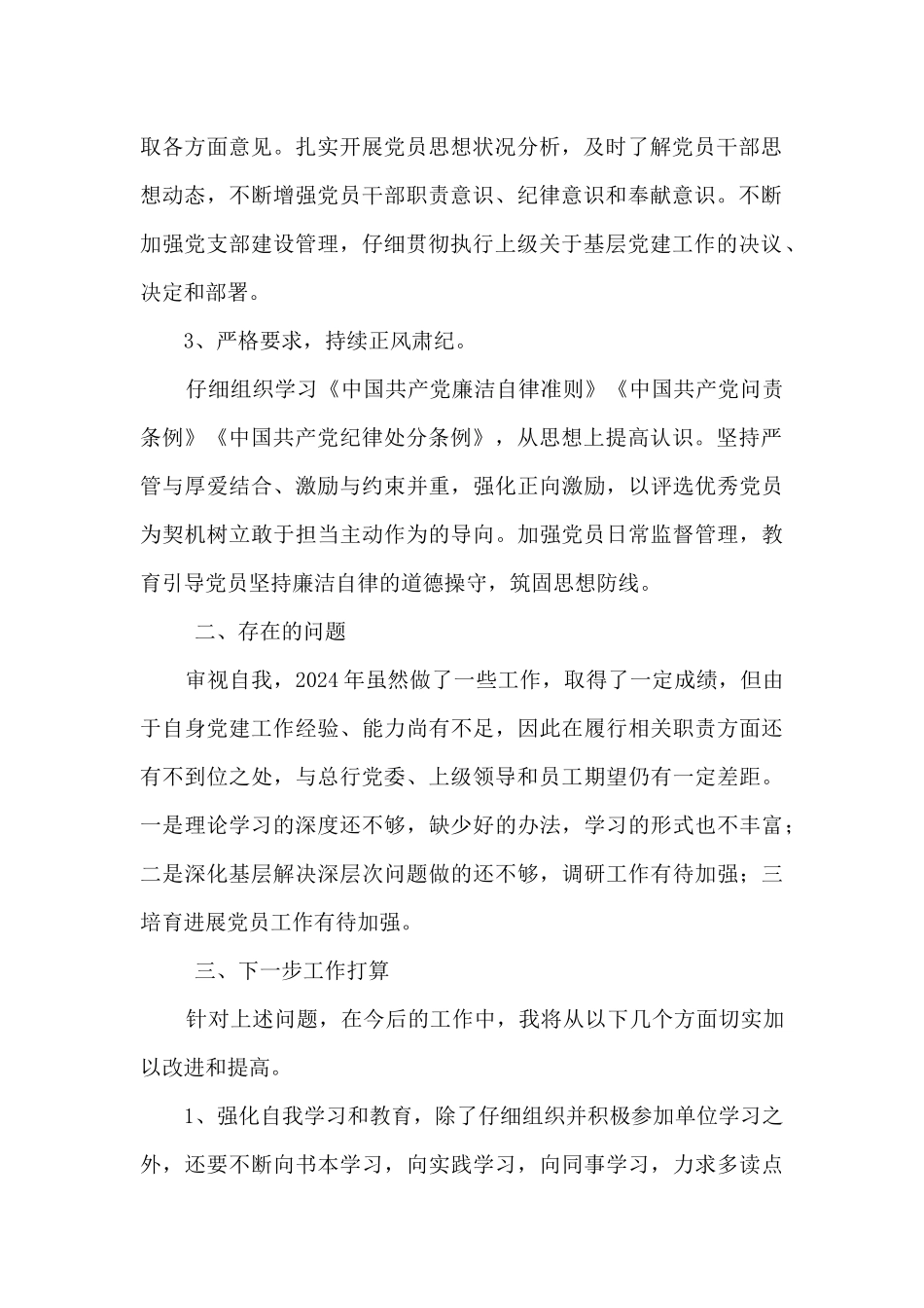 银行系统党支部书记个人述职报告_第2页