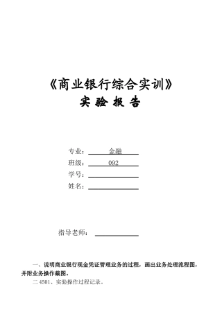 银行综合业务实训报告