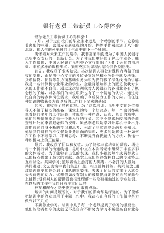 银行老员工带新员工心得体会