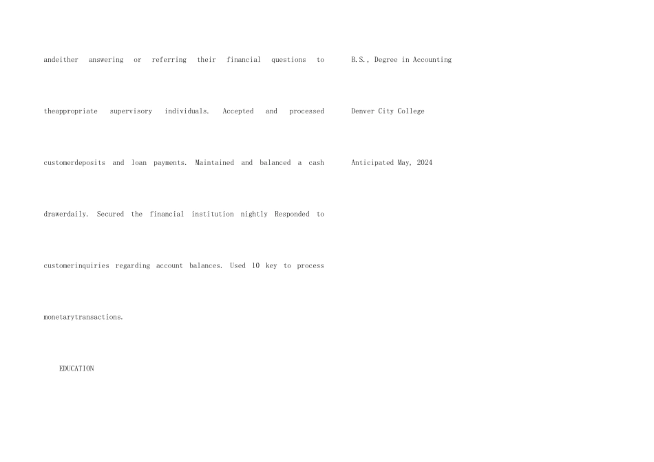 银行职员的求职英文简历模板_第2页