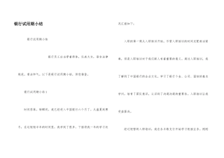 银行试用期小结