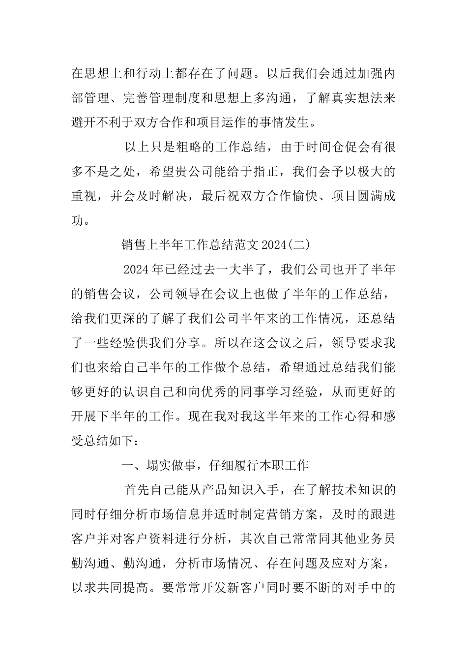 销售上半年工作总结范文2024精选5篇_第3页