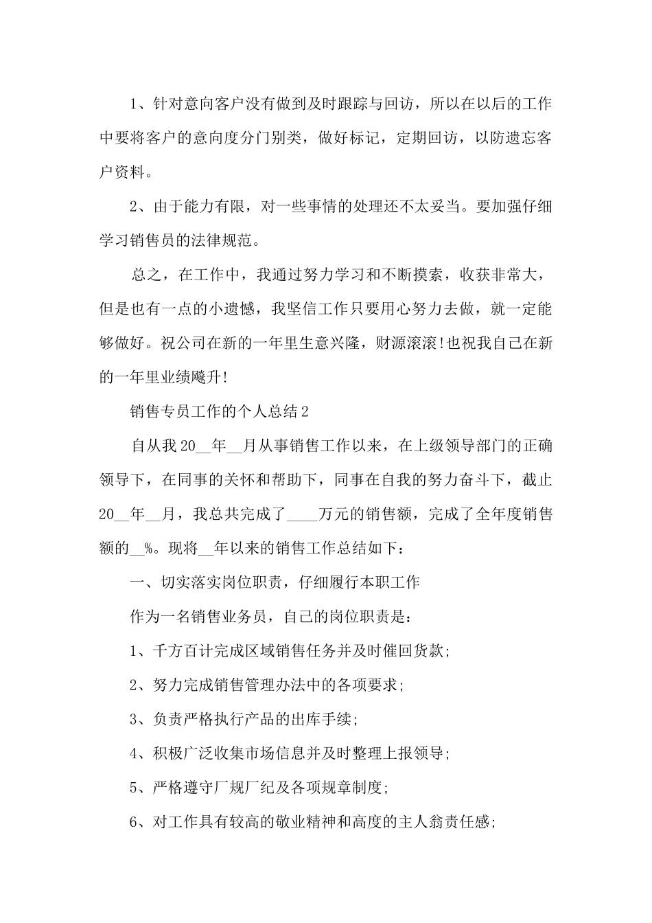 销售专员工作的个人总结5篇_第2页