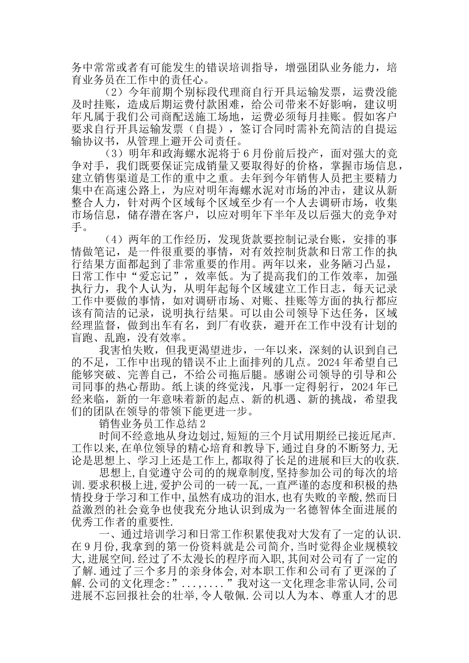 销售业务员工作总结_第2页