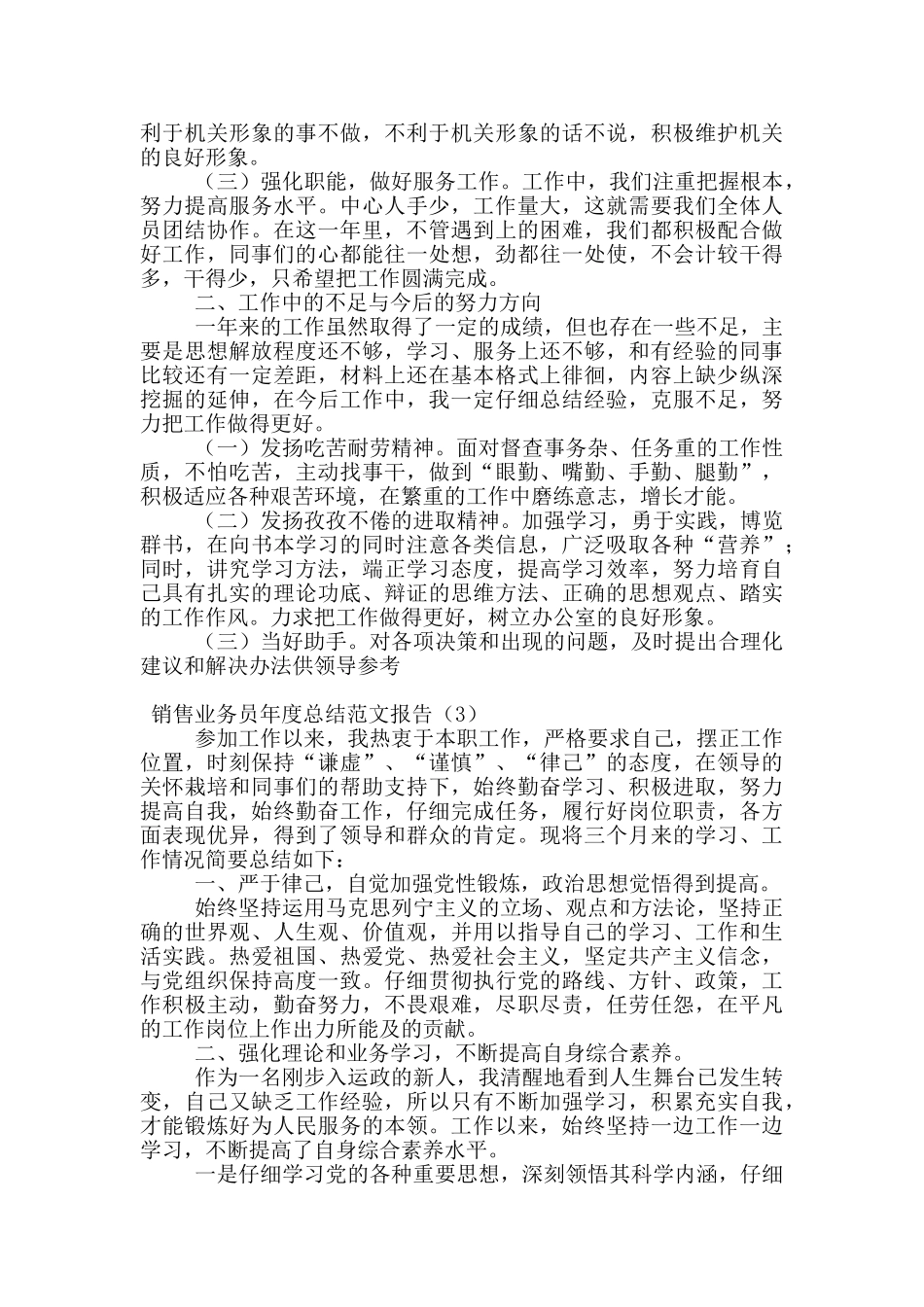 销售业务员年度总结范文报告_第3页