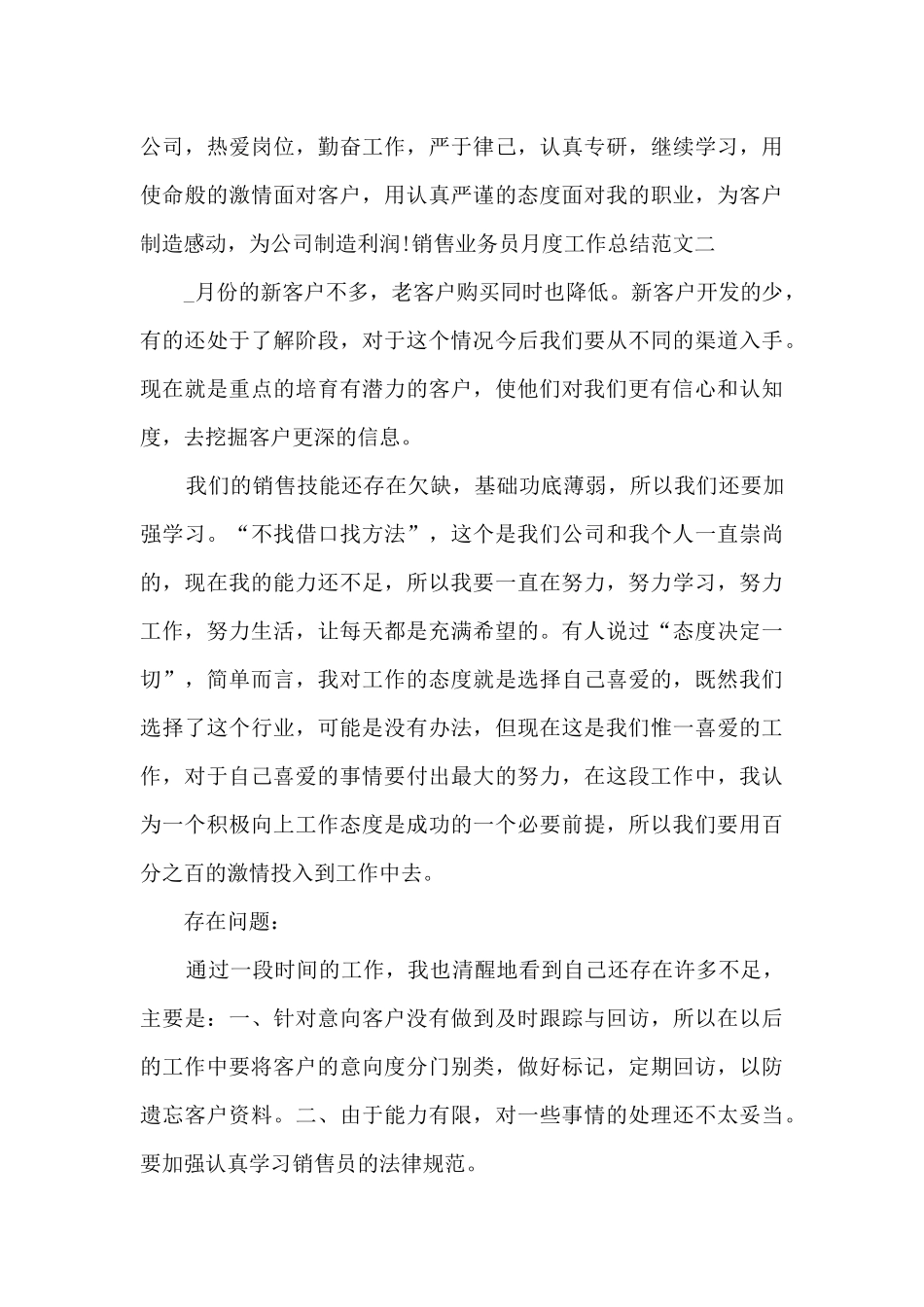 销售业务员月度工作总结_第3页