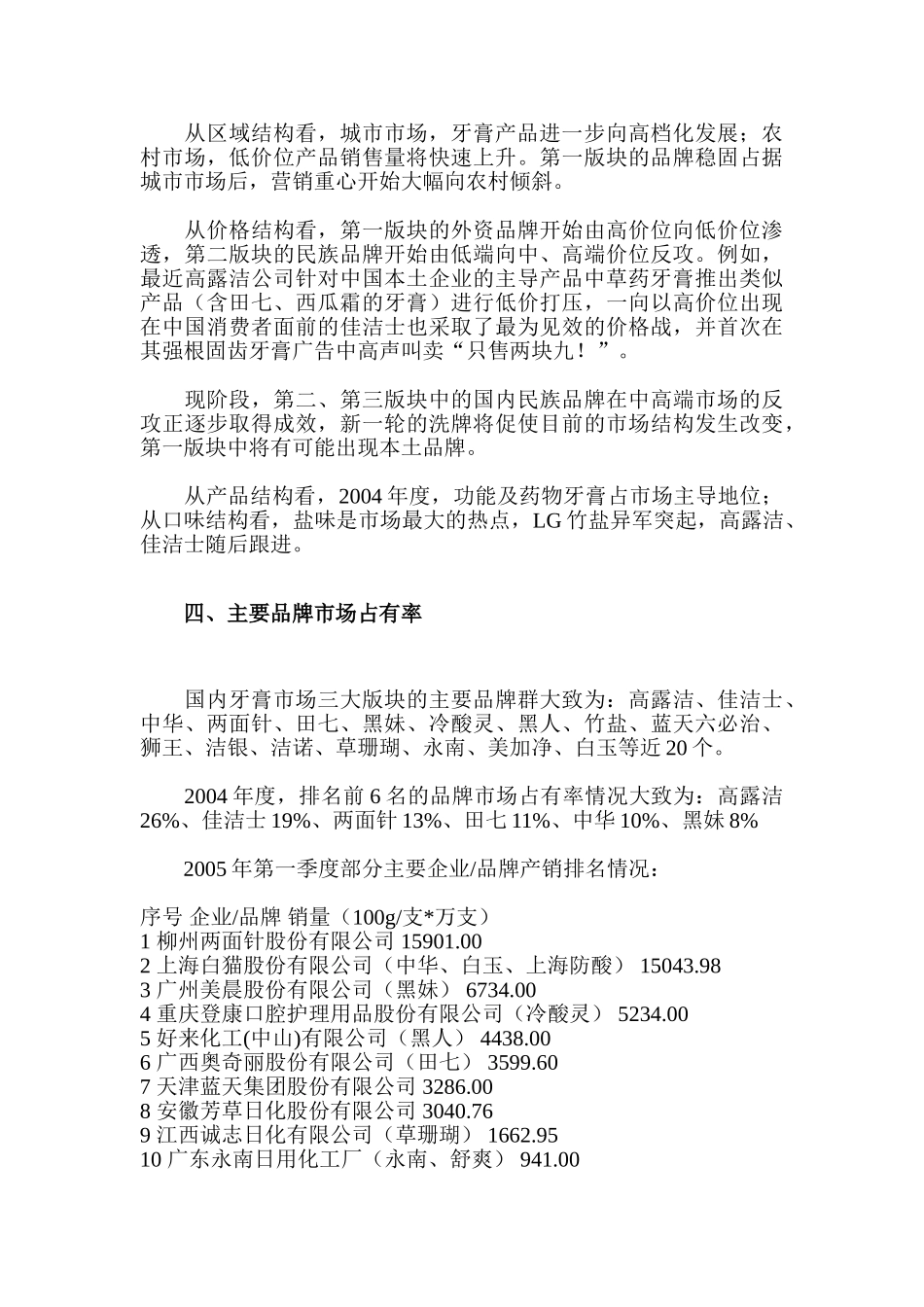 牙膏行业年度市场竞争与发展趋势实时报告_第3页