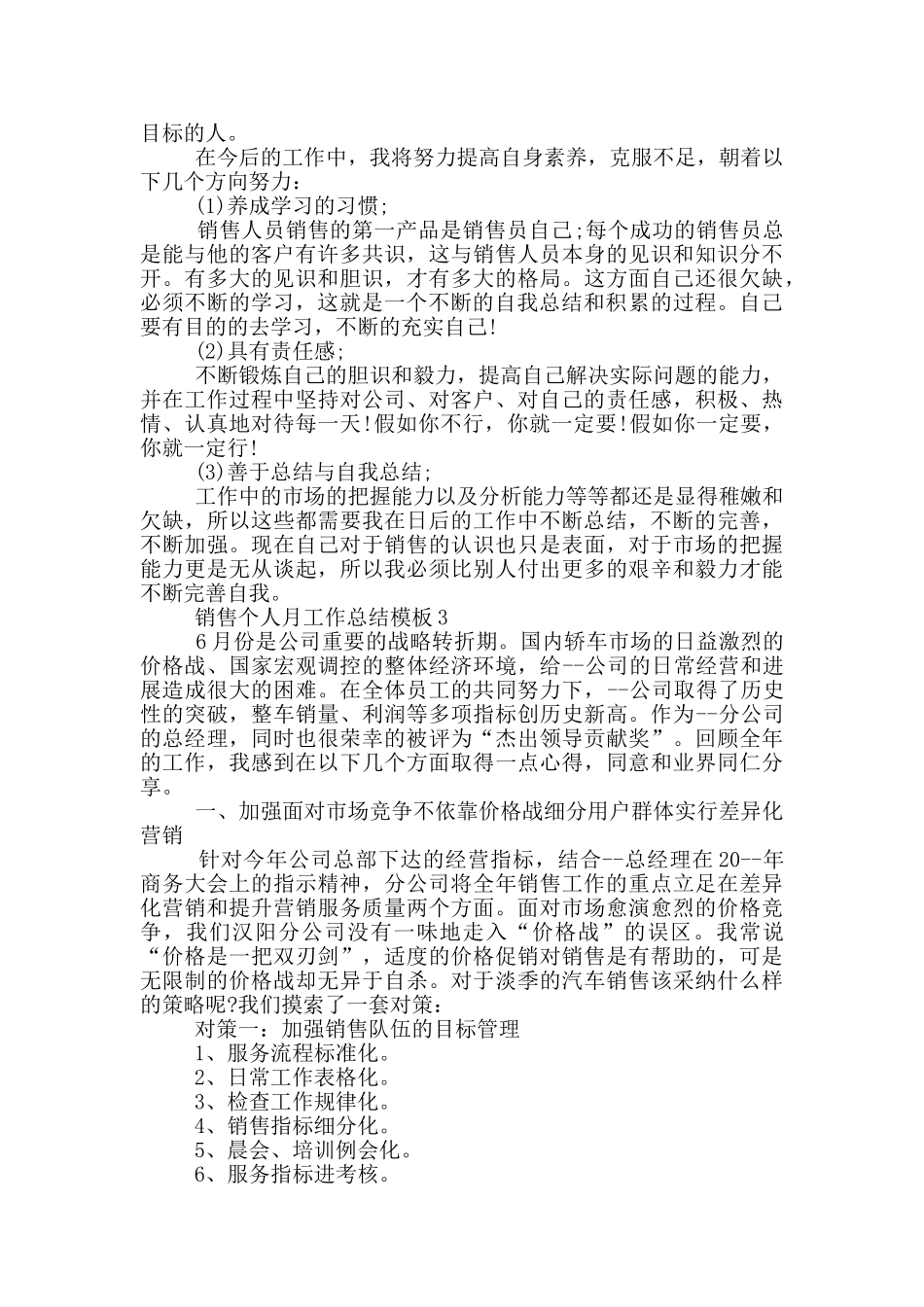 销售个人月工作总结模板_第3页