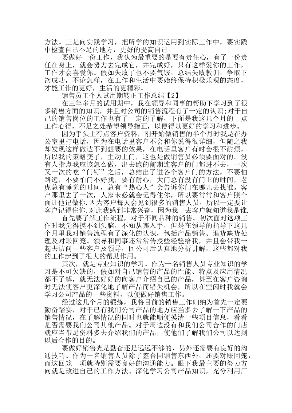 销售个人试用期转正工作总结5篇_第2页