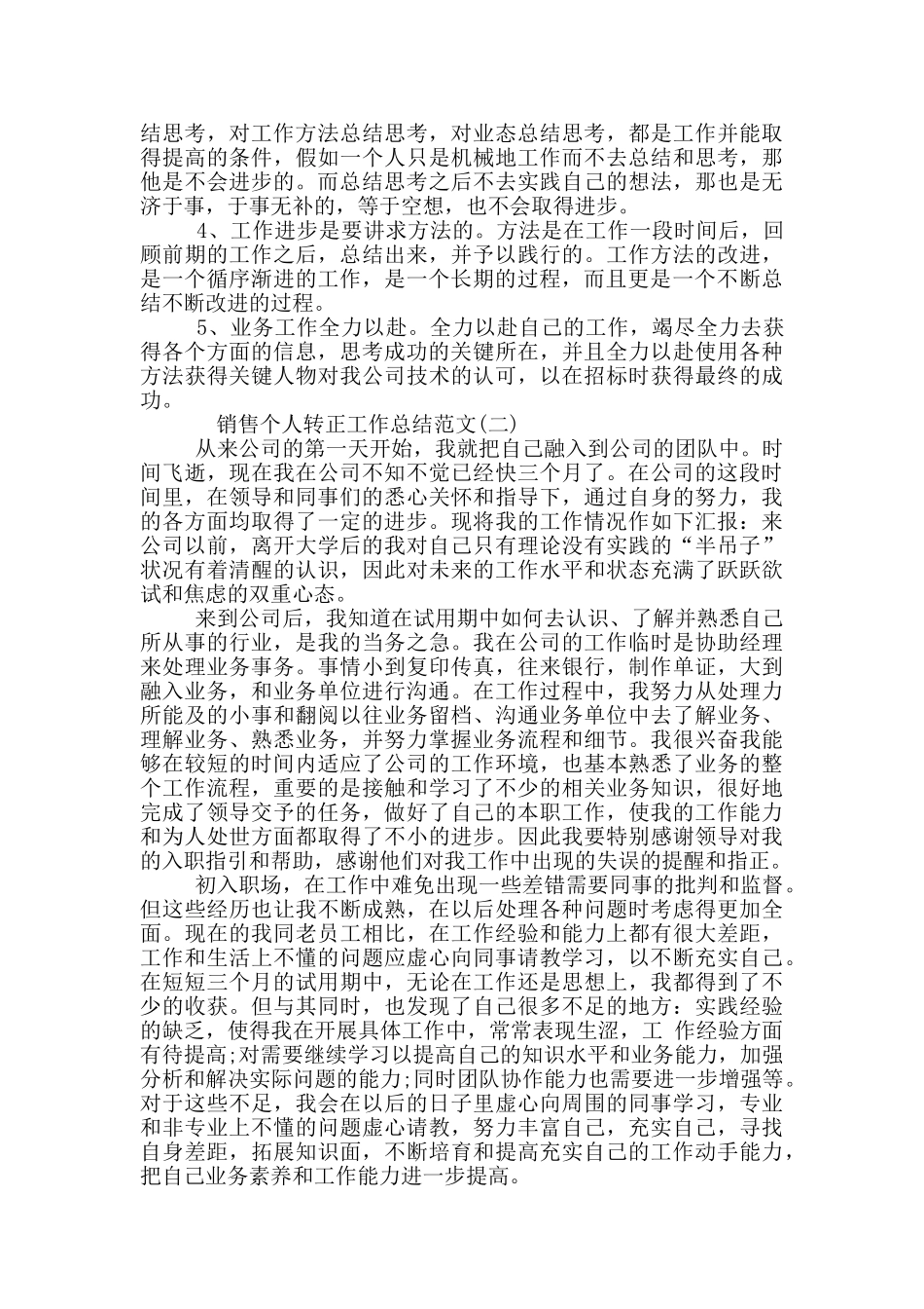 销售个人转正工作总结范文2024_第2页