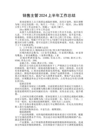 销售主管2024上半年工作总结