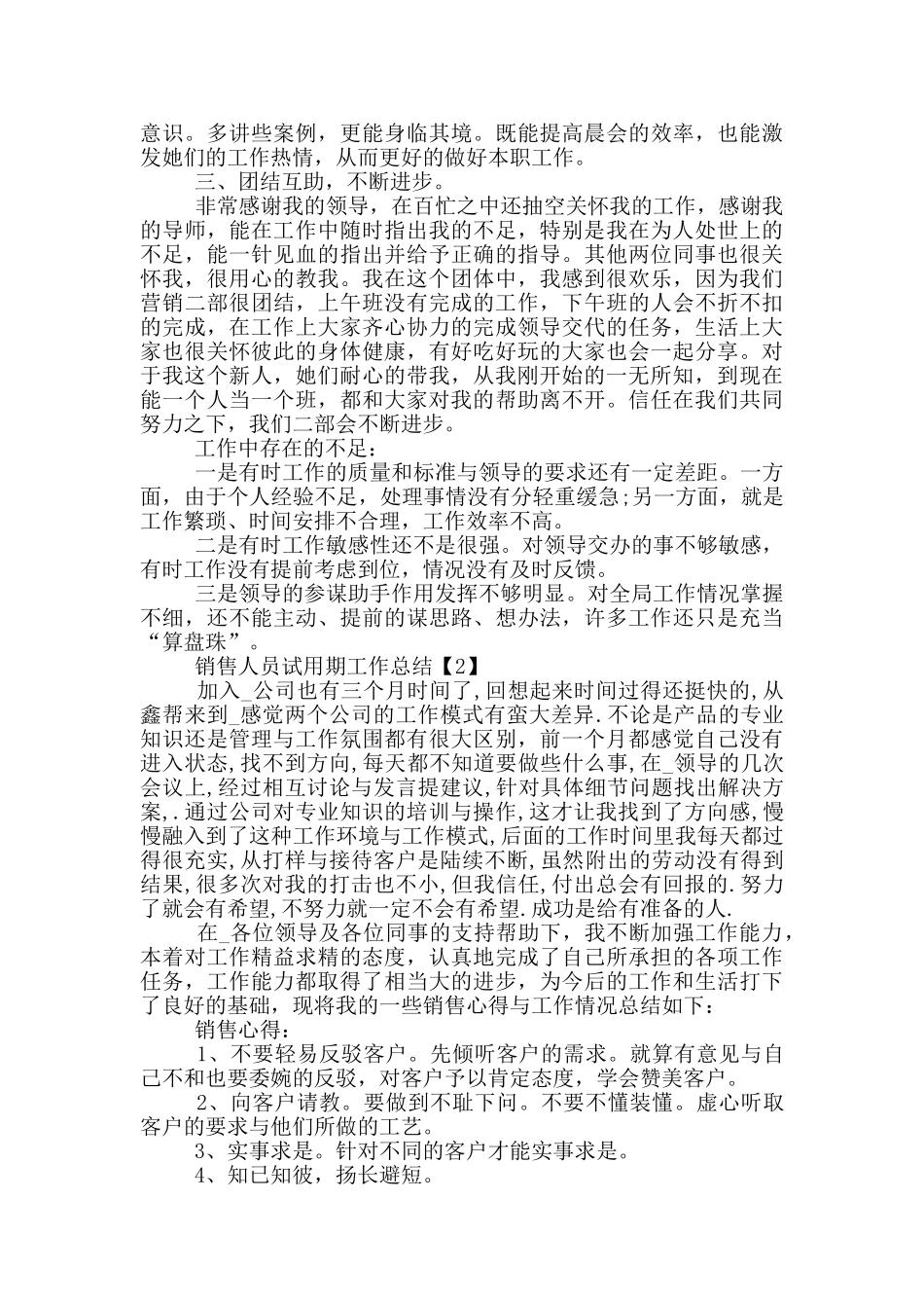 销售人员试用期工作总结2024_第2页