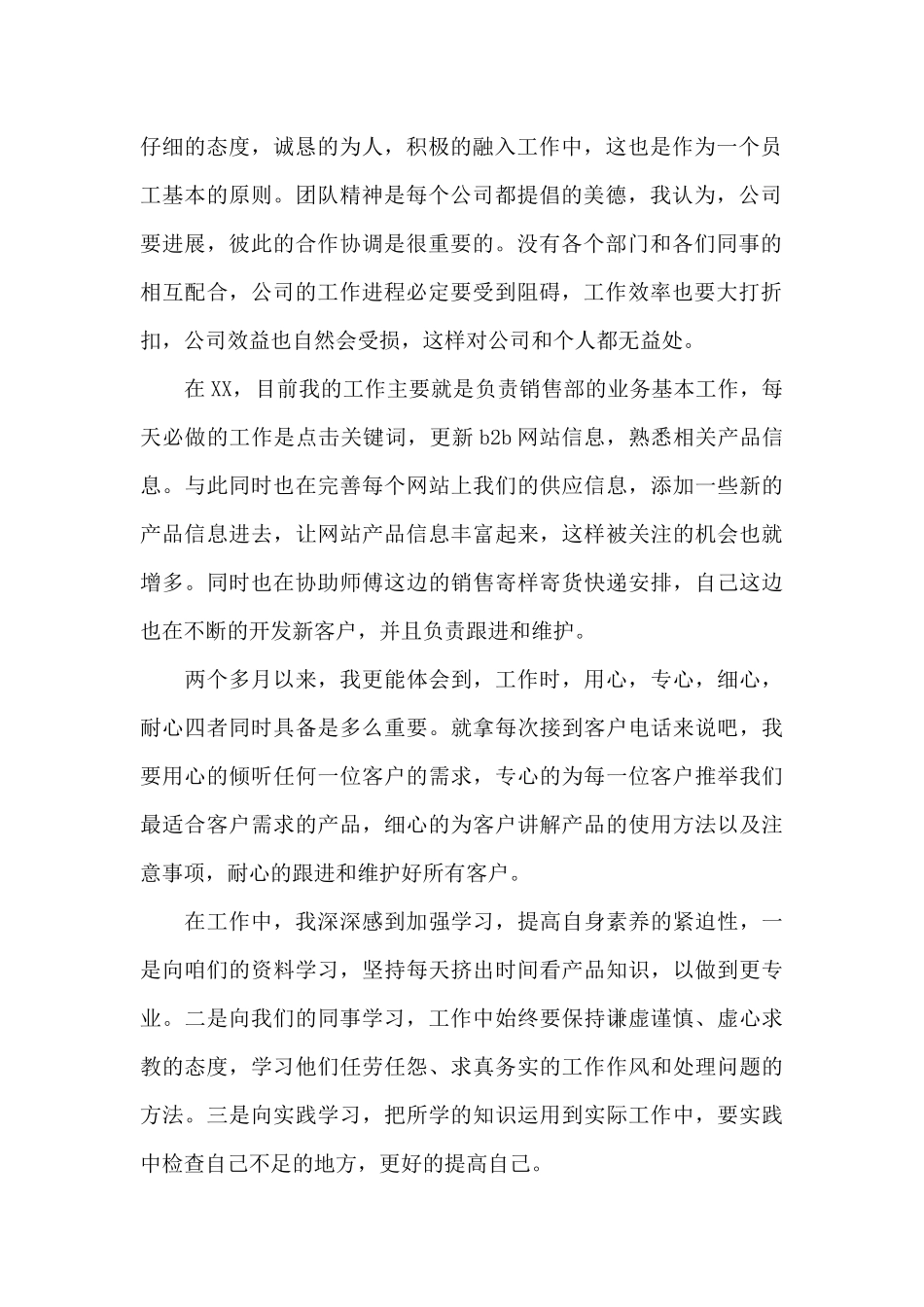 销售人员试用期转正工作总结范文_第2页