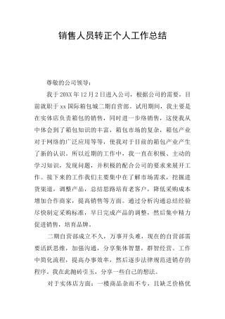 销售人员转正个人工作总结