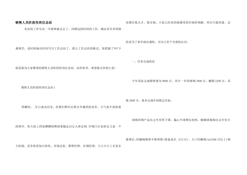 销售人员阶段性岗位总结_第1页