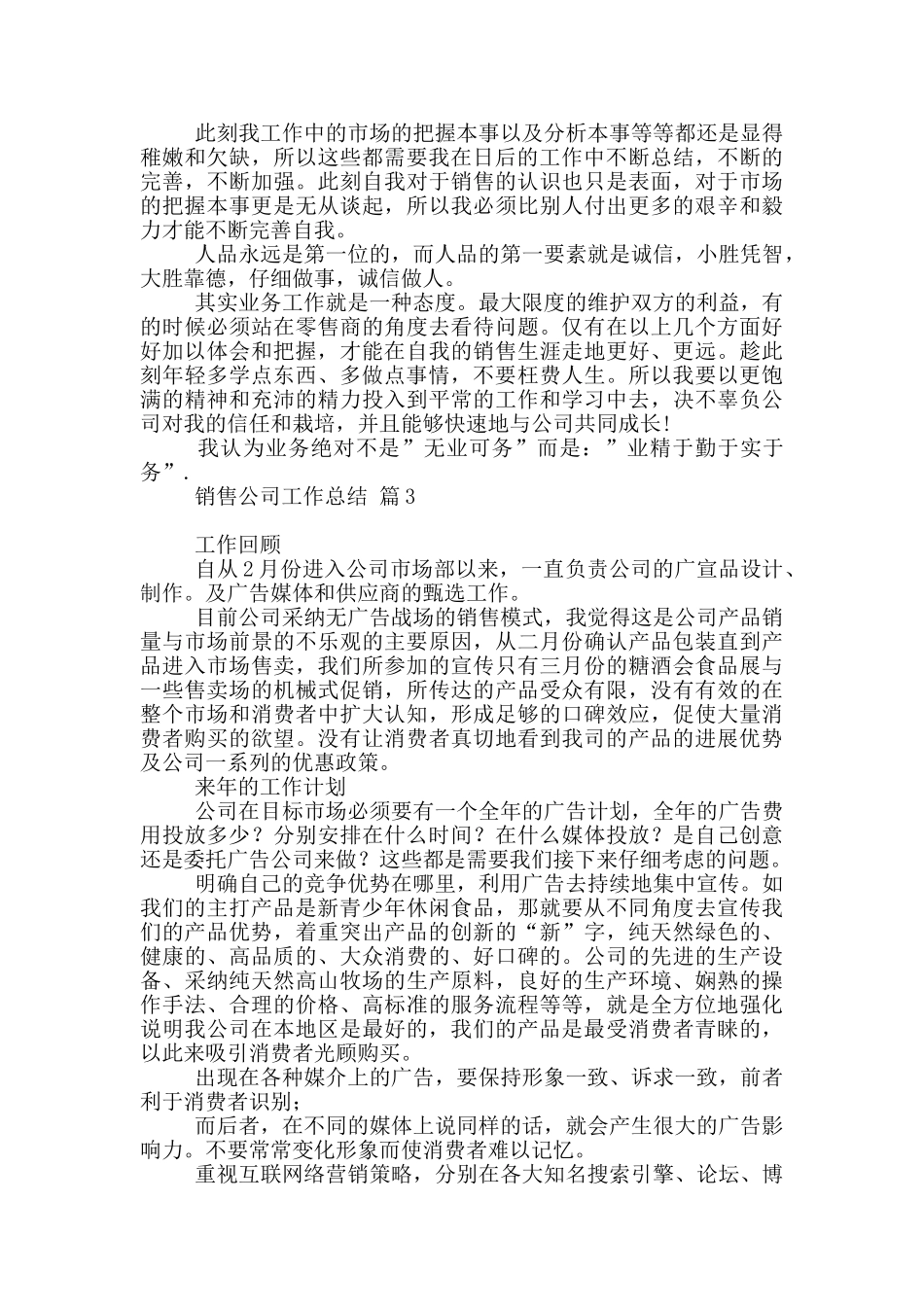 销售公司工作总结模板八篇_第3页