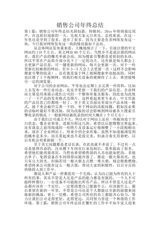 销售公司年终总结