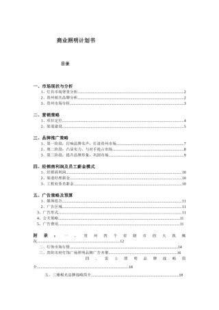 照明设备商业计划书