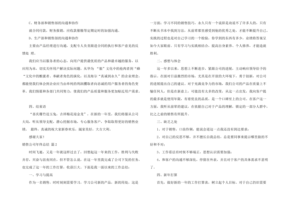 销售公司年终总结模板集合五篇_第3页