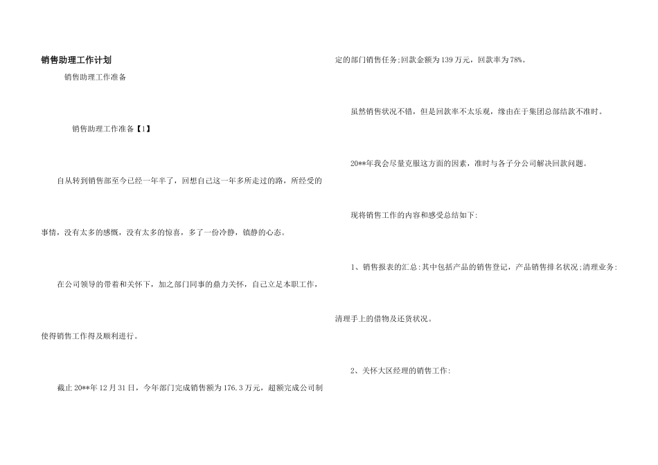 销售助理工作计划_第1页