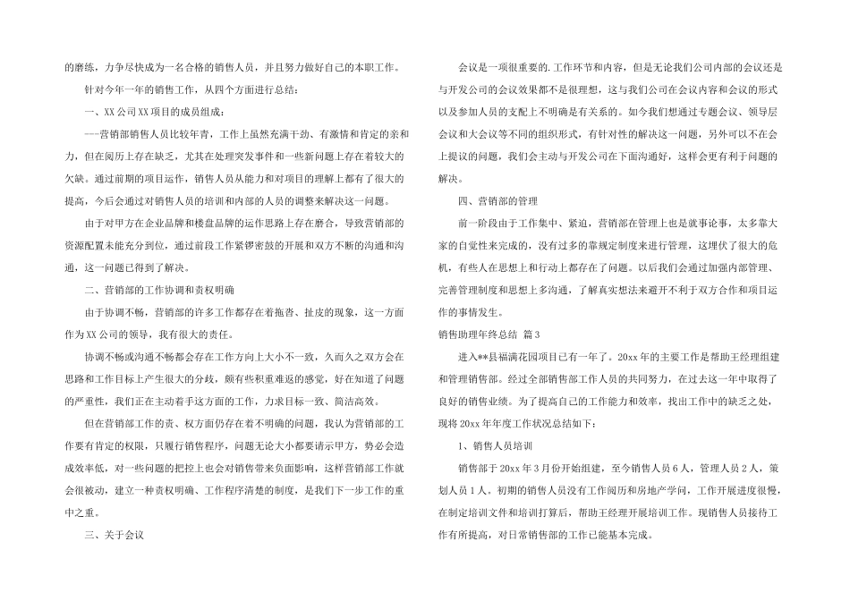 销售助理年终总结汇总四篇_第3页