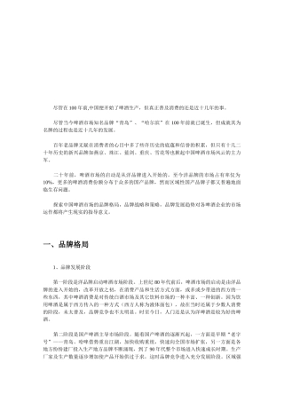 中国市场啤酒品牌报告