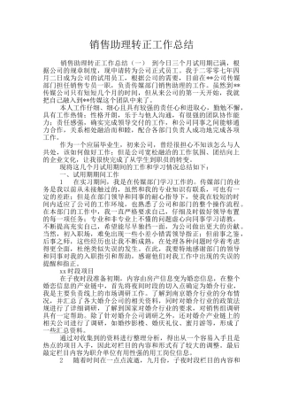 销售助理转正工作总结