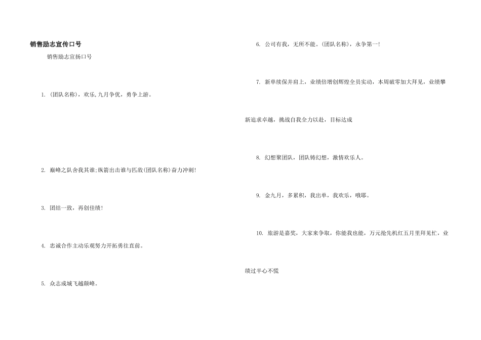 销售励志宣传口号_第1页