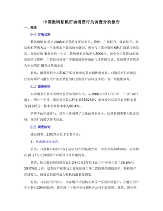 中国数码相机市场消费行为调查分析报告