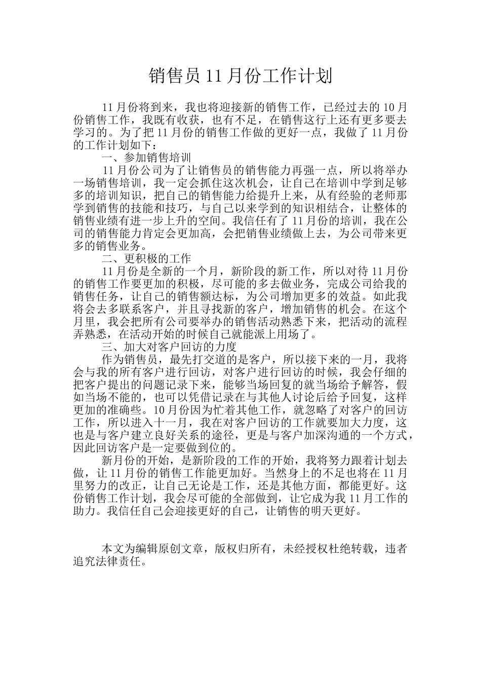销售员11月份工作计划_第1页