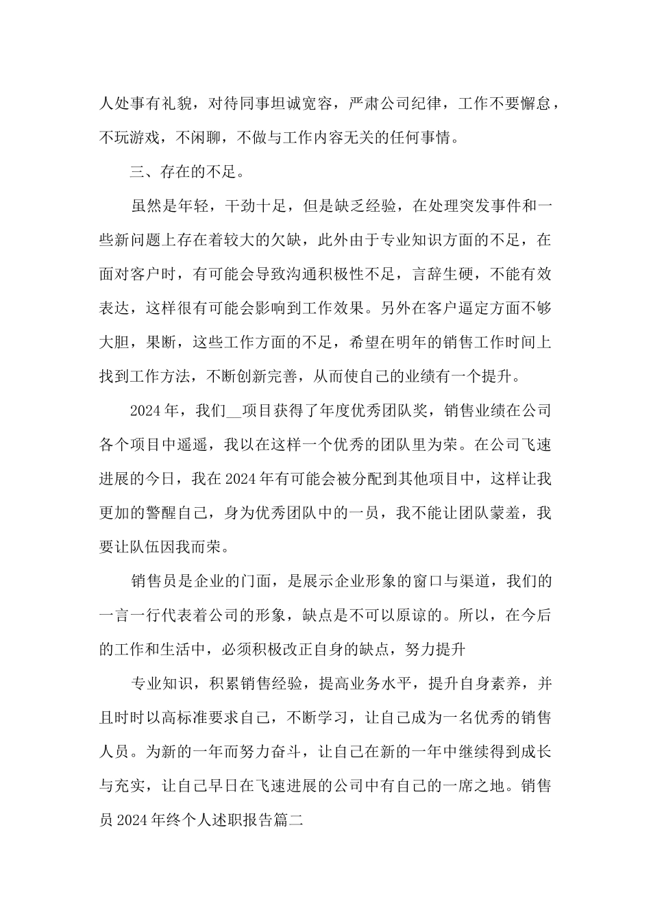 销售员2024年终个人述职报告多篇_第2页