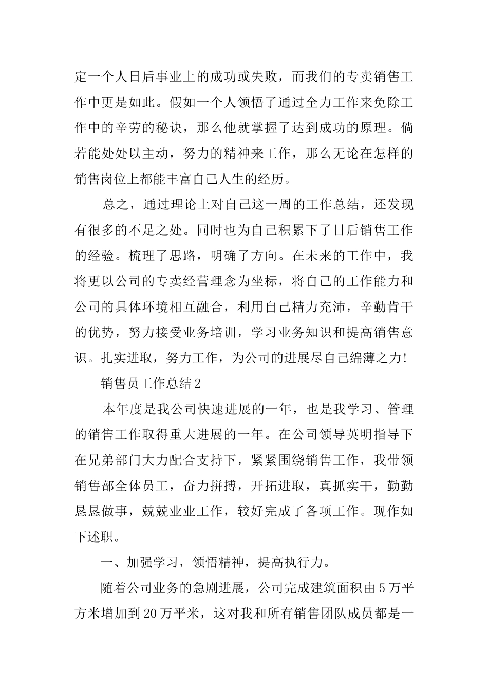 销售员工作总结精编最新篇_第3页