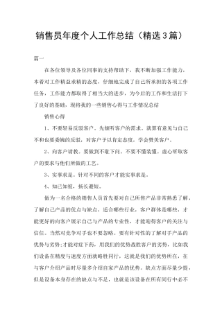 销售员年度个人工作总结