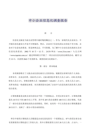 中小企业信息化调查报告