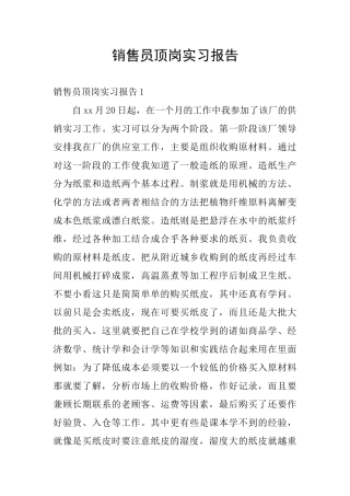 销售员顶岗实习报告