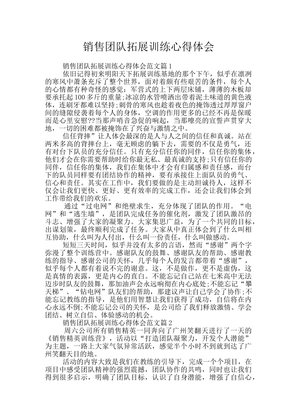 销售团队拓展训练心得体会_第1页