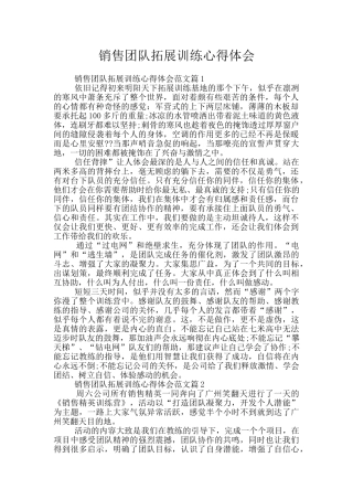 销售团队拓展训练心得体会