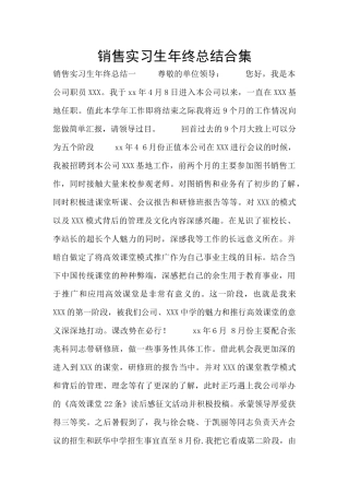 销售实习生年终总结合集