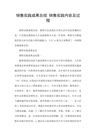 销售实践成果总结