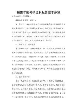 销售年度考核述职报告范本多篇