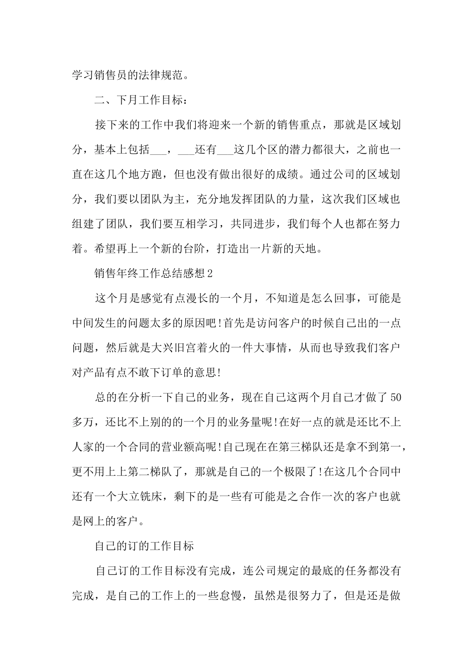 销售年终工作总结感想10篇_第2页