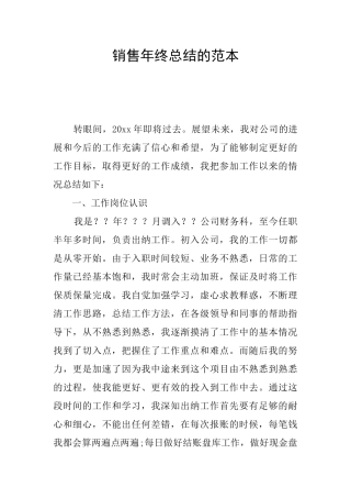 销售年终总结的范本