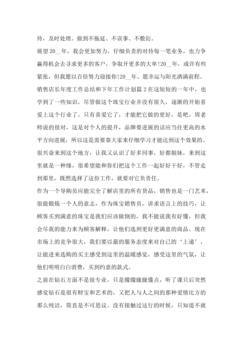 销售店长年度工作总结和下年工作计划6篇_第3页