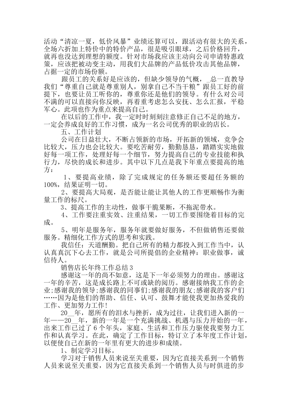 销售店长年终个人工作总结范文5篇_第3页
