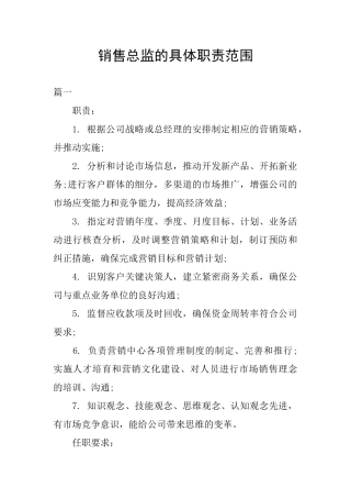 销售总监的具体职责范围