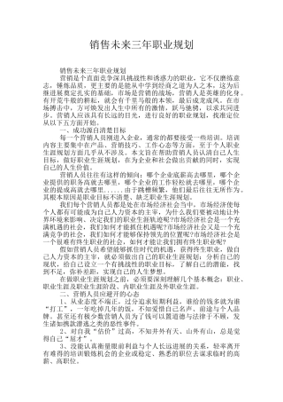 销售未来三年职业规划
