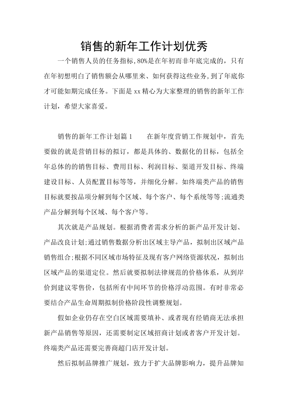 销售的新年工作计划优秀_第1页