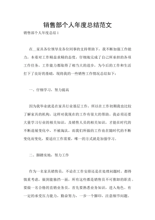 销售部个人年度总结范文